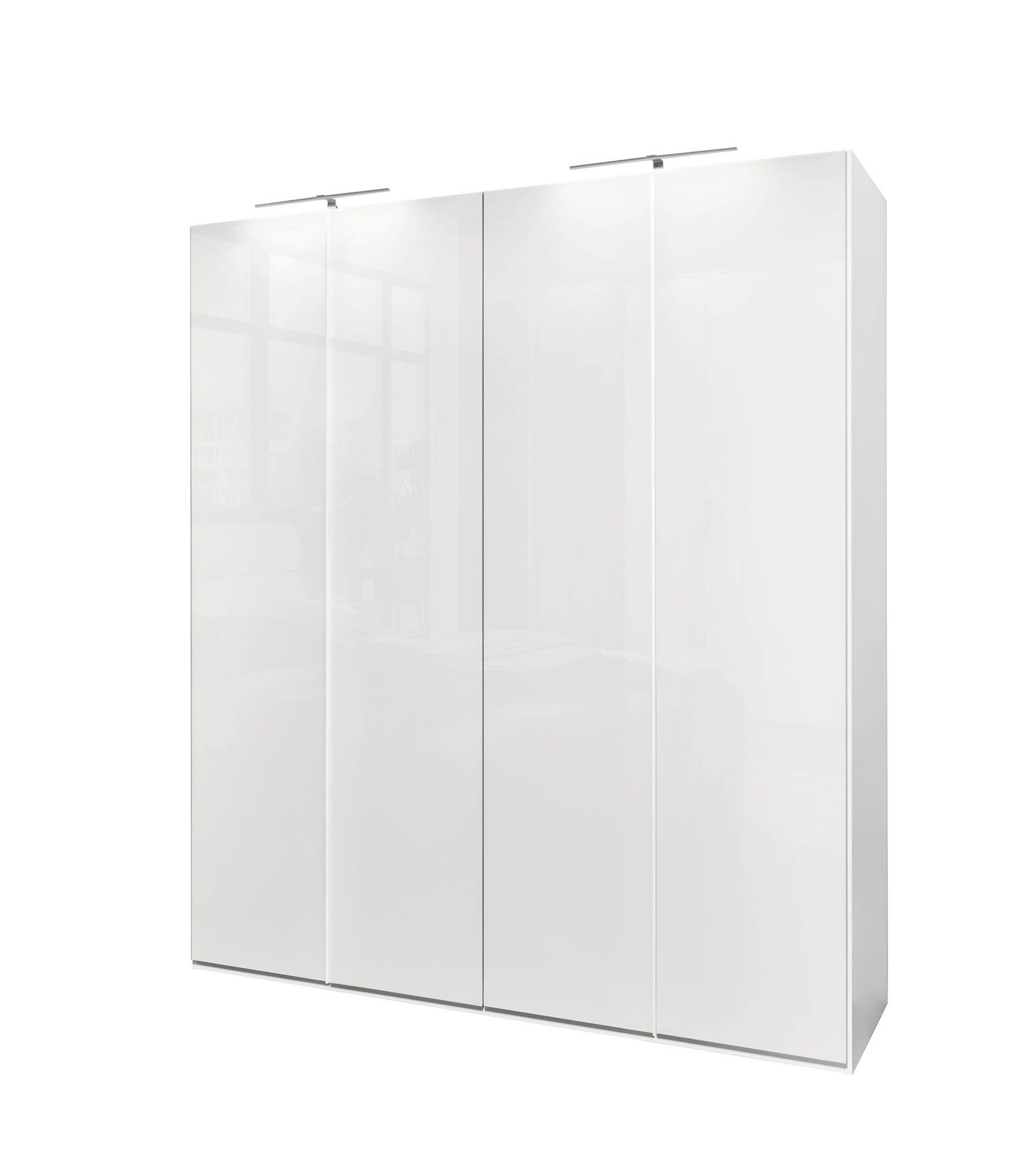 Schwebetürenschrank 2-türig, Kopus Lack weiß, Fronten Glas weiß 